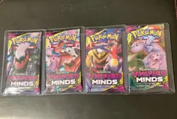 Pokemon TCG Sun and Moon Unified Minds 4 Booster Pack Art Set Bundle - Image 1