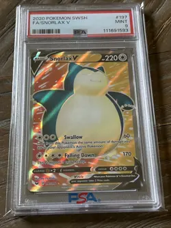 💥2020 POKEMON SWORD & SHIELD #197 FULL ART/SNORLAX V PSA 9💥 - Image 1