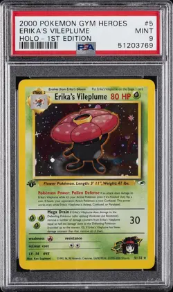 2000 POKEMON GYM HEROES HOLO-1ST ED #5 ERIKA'S VILEPLUME PSA 9 - Image 1