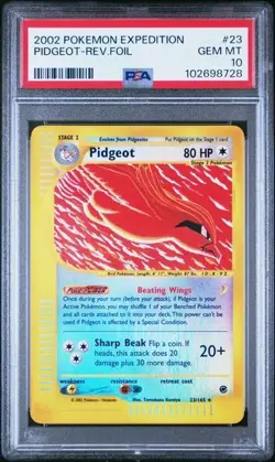 PSA 10 GEM MINT Pokemon Pidgeot Expedition Reverse Holo Foil #23 2002 POP 20 - Image 1