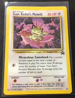 2000 Pokemon Black Star Promo! Basic Team Rocket’s Meowth! ENN Cards - Image 1