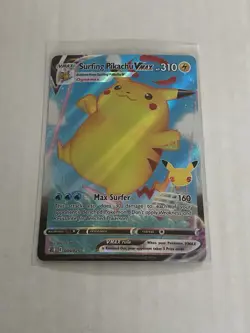 Surfing Pikachu Vmax 009/025 Celebrations NM Full Art Ultra Rare Pokemon Card - Image 2