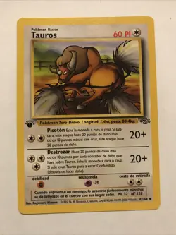 Pokemon TCG Tauros Jungle 47/64 Regular 1st Edition Uncommon Card Spanish - Image 1