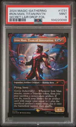 IRON MAN, TITAN OF INNOVATION 2024 MTG SECRET LAIR DROP FOIL #1731 PSA 9 - Image 1