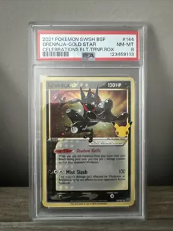 2021 Pokemon SWSH BSP Greninja Gold Star Celebrations Etb Promo PSA NM-MT 8 #144 - Image 1
