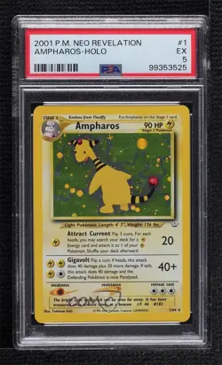 Ampharos Holo Pokemon Neo Revelation PSA 5 2001 - Image 1