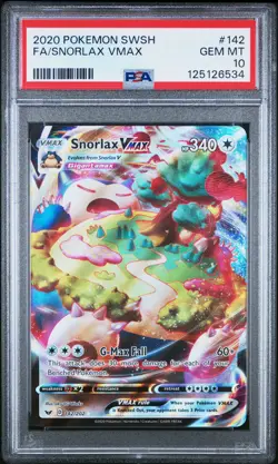 2020 POKEMON SWORD & SHIELD #142 FULL ART/SNORLAX VMAX PSA 10 - Image 1