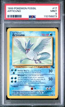 1999 Pokemon Fossil Articuno #17 English Non-Holo Rare 17/62 - PSA 9 MINT - Image 1