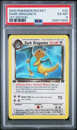 DARK DRAGONITE Pokemon Team Rocket 1st Edition 22/82 - PSA 6 - Image 1
