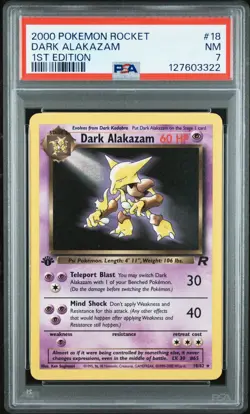 DARK ALAKAZAM Pokemon Team Rocket 1st Edition 18/82 - PSA 7 - Image 1