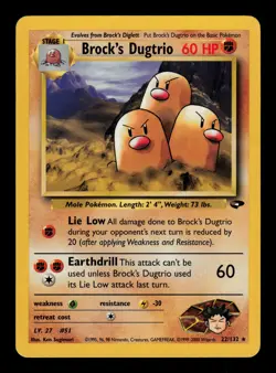 Brock's Dugtrio 22/132 - LP - Gym Challenge, WOTC Pokemon Vintage 2000 - Image 1