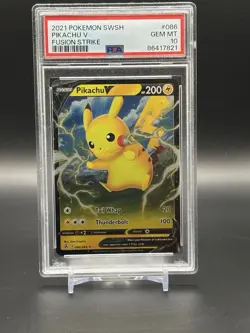 Pikachu V 86/264 Ultra Rare Fusion Strike Pokemon TCG Gem Mint PSA 10 Low Pop! - Image 1