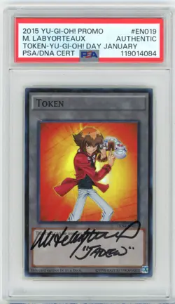 PSA Signed Matthew Labyorteaux Yu-Gi-Oh! TCG Token: Jaden Yuki TKN4-EN019 Promo - Image 1