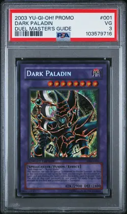 2003 YU-GI-OH! PROMO 001 DARK PALADIN DUEL MASTER'S GUIDE PSA 3 - Image 1