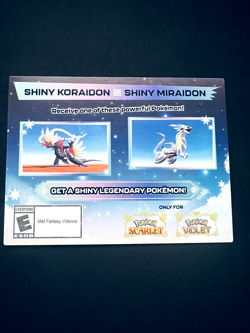 Scarlet and Violet Shiny Koraidon or Miraidon Promo Card GAMESTOP - UNSCRATCHED - Image 1