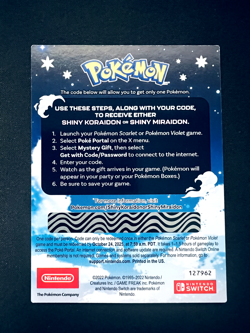 Scarlet and Violet Shiny Koraidon or Miraidon Promo Card GAMESTOP - UNSCRATCHED - Image 2