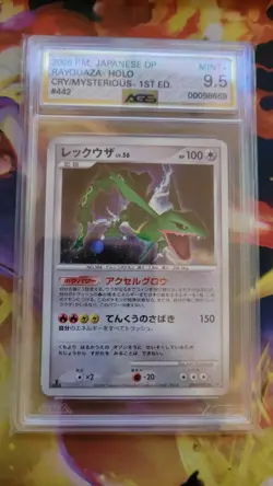 AGS 9.5 Pokemon Card Rayquaza DPBP#442 1st Holo Japanese Cry from the Mysterious - Image 1