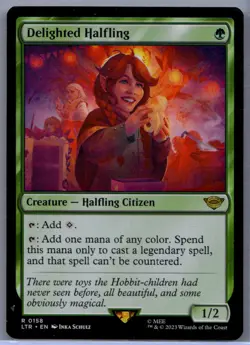 Near Mint or Better Delighted Halfling #158 The Lord of the Rings W/Tracking - Image 1