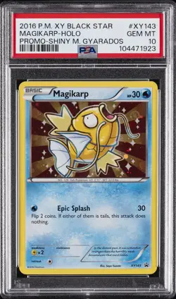 2016 POKEMON XY BLACK STAR PROMO SHINY MEGA GYARADOS #XY143 MAGIKARP-HOLO PSA 10 - Image 1
