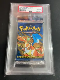 1999 Pokemon Base Set Booster Pack Charizard Art PSA 10 GEM MINT - Image 1