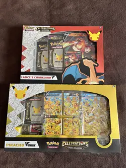 Pokemon Celebrations Collection Lance's Charizard V Box & PikachuV-Union Box Lot - Image 1
