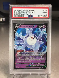 2020 Pokemon SWSH Galarian Cursola V Champion’s Path #021 - PSA 9 - Image 1