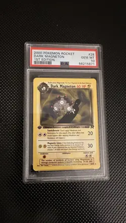 First Edition 2000 Pokemon Rocket 28/82 Dark Magneton PSA GEM MT 10 - Image 1