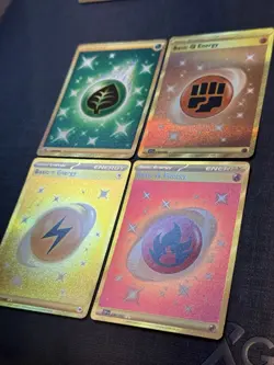 Pokemon TCG Gold Energy Cards (Lot Of 4) Grass Fire Lightning Fighting All NM - Image 2