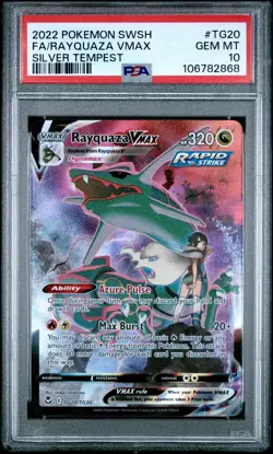 2022 POKEMON SWORD & SHIELD SILVER TEMPEST #TG20 FULL ART/RAYQUAZA VMAX PSA 10 - Image 1