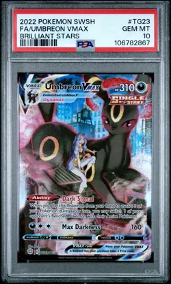 2022 POKEMON SWORD & SHIELD BRILLIANT STARS #TG23 FULL ART/UMBREON VMAX PSA 10 - Image 1