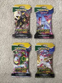 *EMPTY* POKEMON SWORD & SHIELD EVOLVING SKIES BOOSTER PACKS FULL ART SET - Image 1