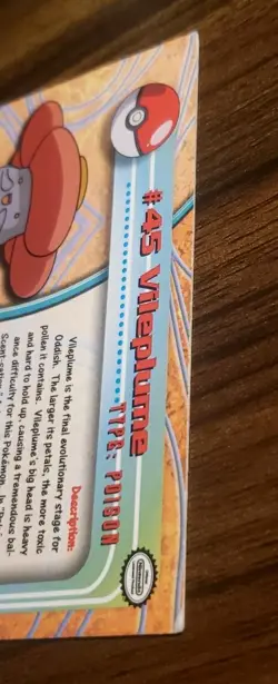Pokemon #45 Vileplume Topps 2000 TV Animation Edition Nintendo - Image 5