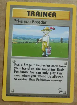 Pokemon Breeder 105/130 Rare Non-Holo Base 2 Set Pokemon Trainer Card LP - Image 1