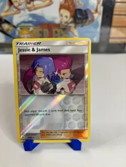 Jessie & James REVERSE HOLO RARE card 58/68 Sun & Moon Hidden Fates 2019 Pokemon - Image 1