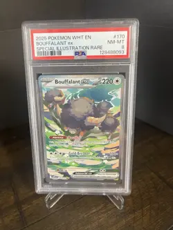 Pokemon TCG White Flare Bouffalant EX Special Illustration Rare #170 PSA 8 - Image 1