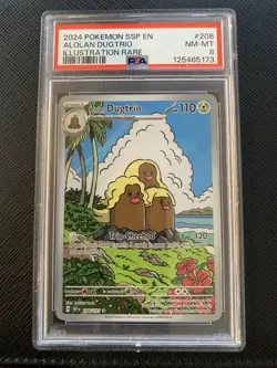 Pokemon TCG Alolan Dugtrio Illustration Rare 208/191 Surging Sparks PSA 9 Mint - Image 1