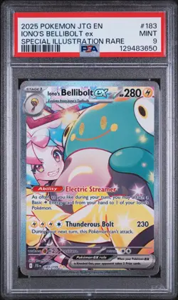 2025 POKEMON JOURNEY TOGETHER SPECIAL ILLUSTRATION RARE IONO BELLIBOLT EX PSA 9 - Image 1