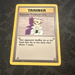 Pokemon Imposter Professor Oak 73/102 WotC Base Set Unlimited Rare Trainer - Image 1