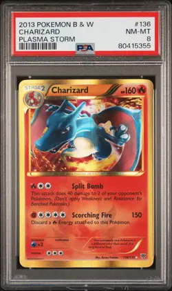 2013 POKEMON B&W PLASMA STORM #136 CHARIZARD PSA 8 - Image 1