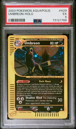 *SWIRL* Pokemon 2003 Aquapolis Umbreon Holo H29 PSA 5 EX - Image 1