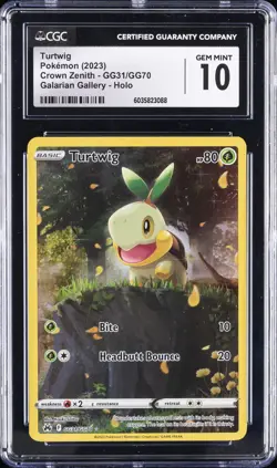 2023 POKEMON SWORD & SHIELD CROWN ZENITH #GG31 FULL ART/TURTWIG CGC 10 GEM MINT - Image 1