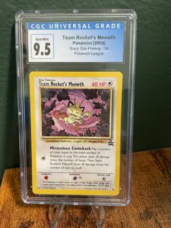 Team Rocket's Meowth 2000 Pokemon Black Star Promo #18 Graded CGC 9.5 GEM MINT!! - Image 1