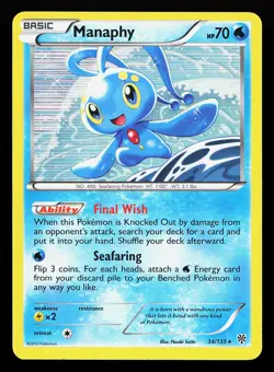 Manaphy 34/135 Holo Rare Plasma Storm Pokemon Card - Image 1