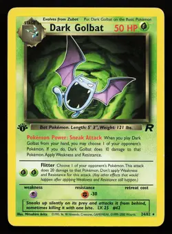 Dark Golbat 24/82 Rare 1st Edition Team Rocket Pokemon Card - Image 1