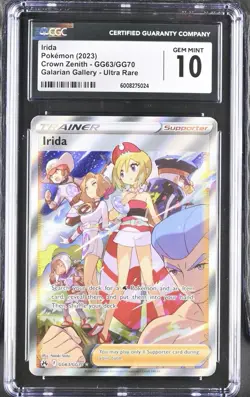 CGC GEM MINT 10 Pokemon Irida GG63/GG70 Crown Zenith: Galarian Gallery Holo - Image 3