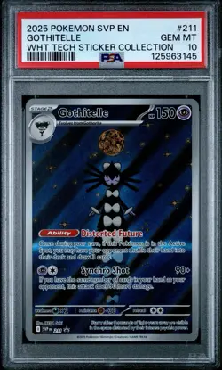 PSA 10 GOTHITELLE #211 2025 POKEMON SVP EN BLACK STAR PROMO WHITE TECH STICKER - Image 1