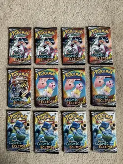 Pokemon TCG Sun & Moon Cosmic Eclipse Booster Packs Lot Of 12! - Image 1