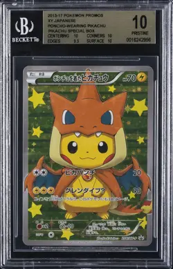 2016 POKEMON JPN PROMO XY SPECIAL #208 PONCHO-WEARING PIKACHU M CHARIZARD BGS 10 - Image 1