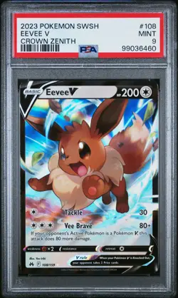 2023 POKEMON SWORD & SHIELD CROWN ZENITH #108 EEVEE V PSA 9 - Image 1