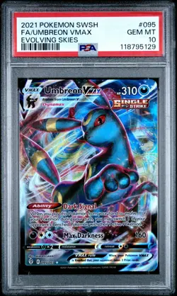 2021 POKEMON UMBREON VMAX FULL ART #095 PSA 10 EVOLVING SKIES - Image 1